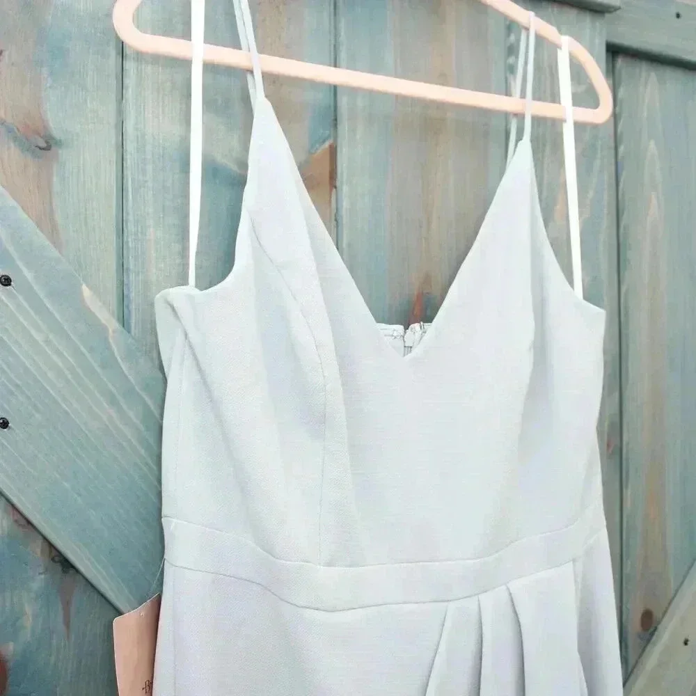 BHLDN Lyra V-Neck Faux-Wrap Crepe Midi Dress Blue Size 16 Anthropologie NWT - Picture 8 of 13